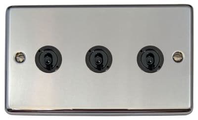 G&H CC383-FBK Standard Plate Polished Chrome 3 Gang 2 Way Toggle Light Switch