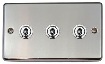G&H CC383-PC Standard Plate Polished Chrome 3 Gang 1 or 2 Way Toggle Light Switch