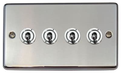 G&H CC384-PC Standard Plate Polished Chrome 4 Gang 1 or 2 Way Toggle Light Switch