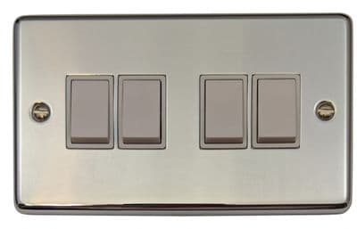 G&H CC4W Standard Plate Polished Chrome 4 Gang 1 or 2 Way Rocker Light Switch
