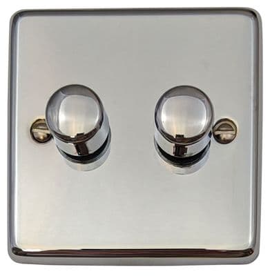G&H CC522 Standard Plate Polished Chrome 2 Gang 1 or 2 Way LED Dimmer Switch