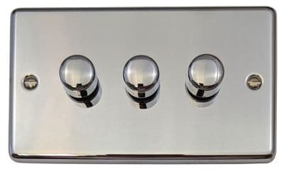 G&H CC523 Standard Plate Polished Chrome 3 Gang 1 or 2 Way LED Dimmer Switch