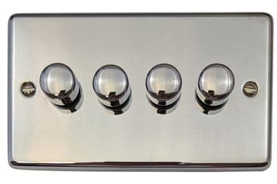 G&H CC524 Standard Plate Polished Chrome 4 Gang 1 or 2 Way LED Dimmer Switch