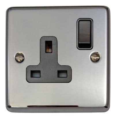 G&H CC9B Standard Plate Polished Chrome 1 Gang Single 13A Switched Plug Socket
