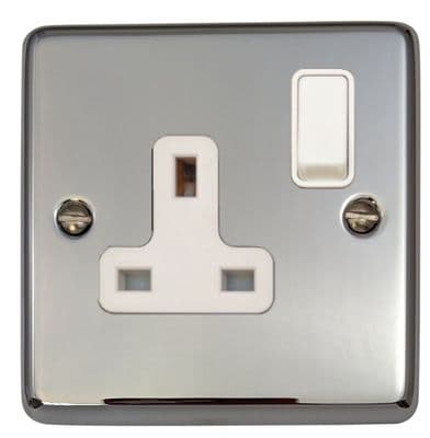 G&H CC9W Standard Plate Polished Chrome 1 Gang Single 13A Switched Plug Socket