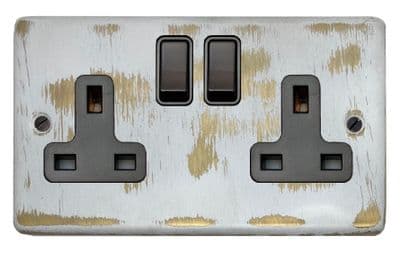 G&H CDB10B Standard Plate Dover Bronze 2 Gang Double 13A Switched Plug Socket