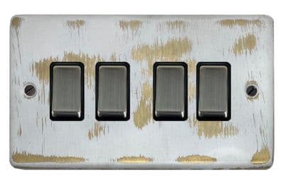 G&H CDB304 Standard Plate Dover Bronze 4 Gang 1 or 2 Way Rocker Light Switch