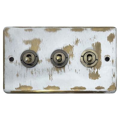 G&H CDB383-AB Standard Plate Dover Bronze 3 Gang 1 or 2 Way Toggle Light Switch