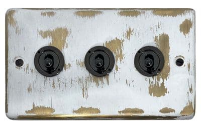 G&H CDB383-FBK Standard Plate Dover Bronze 3 Gang 2 Way Toggle Light Switch