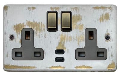 G&H CDB3913 Standard Plate Dover Bronze 2 Gang Double 13A Plug Socket Dual 4.2A USB C