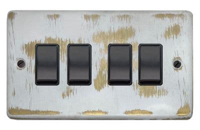 G&H CDB4B Standard Plate Dover Bronze 4 Gang 1 or 2 Way Rocker Light Switch