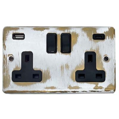 G&H CDB911B Standard Plate Dover Bronze 2 Gang Double 13A Plug Socket 3.1A USB A + C