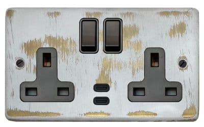 G&H CDB913B Standard Plate Dover Bronze 2 Gang Double 13A Plug Socket Dual 4.2A USB C