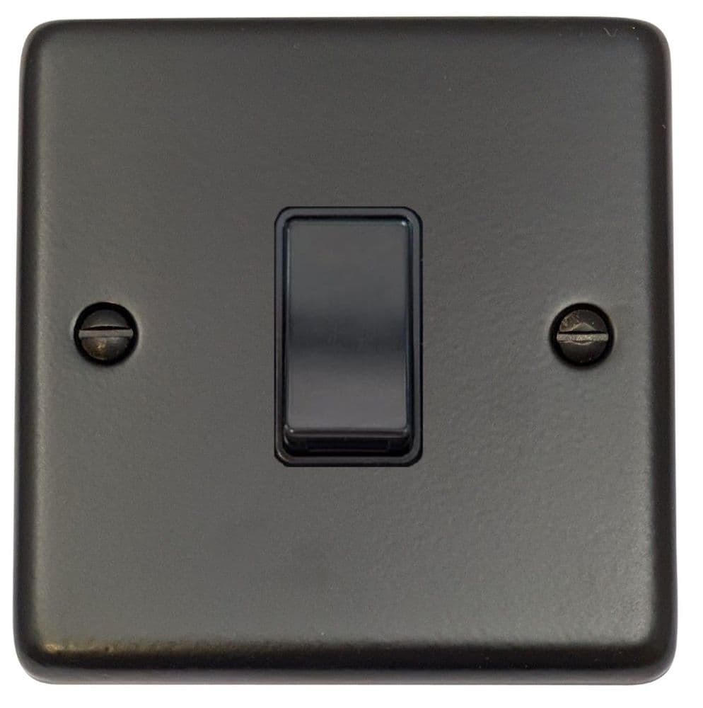 G&H CFB1B Standard Plate Matt Black 1 Gang 1 or 2 Way Rocker Light Switch
