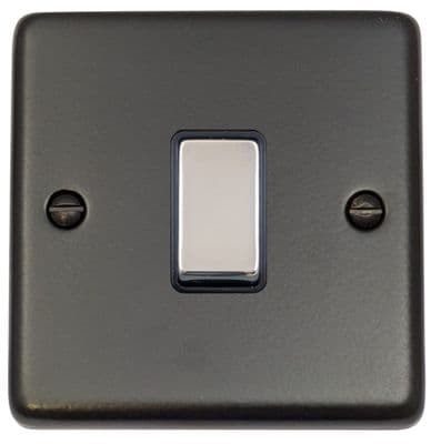 G&H CFB305-PC Standard Plate Matt Black 1 Gang Intermediate Rocker Light Switch