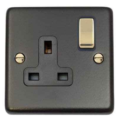 G&H CFB309-PB Standard Plate Matt Black 1 Gang Single 13A Switched Plug Socket