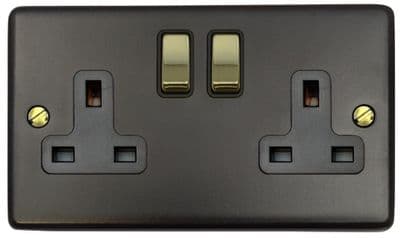 G&H CFB310-PB Standard Plate Matt Black 2 Gang Double 13A Switched Plug Socket
