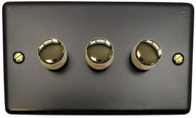 G&H CFB523-PB Standard Plate Matt Black 3 Gang 1 or 2 Way LED Dimmer Switch