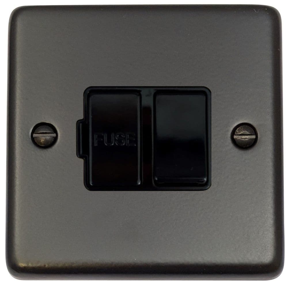 G&H CFB57B Standard Plate Matt Black 1 Gang Fused Spur 13A Switched