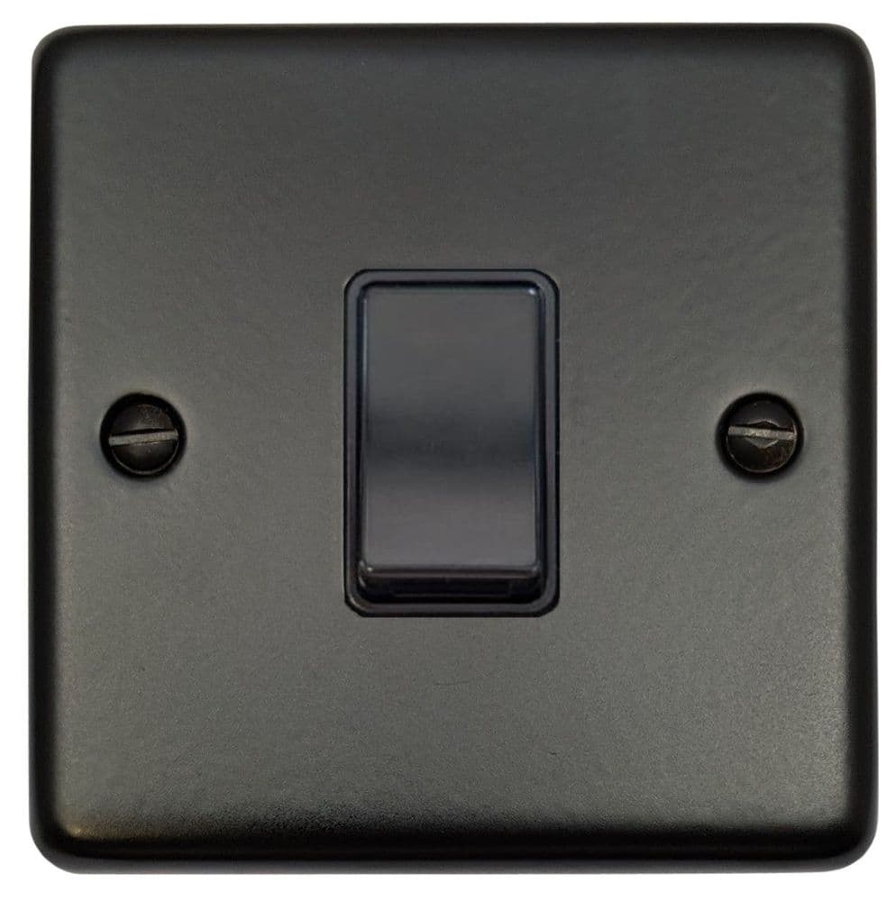 G&H CFB5B Standard Plate Matt Black 1 Gang Intermediate Rocker Light Switch