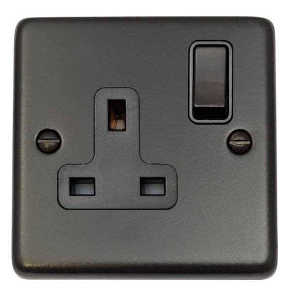 G&H CFB9B Standard Plate Matt Black 1 Gang Single 13A Switched Plug Socket