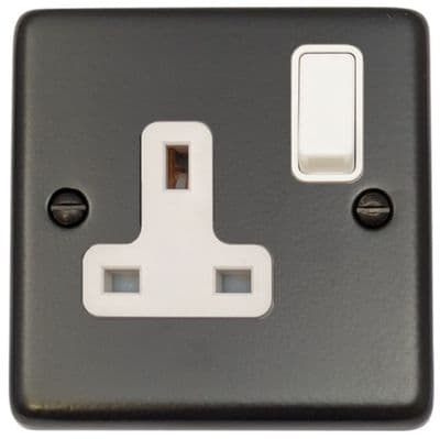 G&H CFB9W Standard Plate Matt Black 1 Gang Single 13A Switched Plug Socket