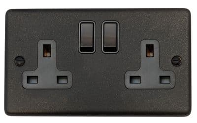 G&H CG10B Standard Plate Graphite 2 Gang Double 13A Switched Plug Socket