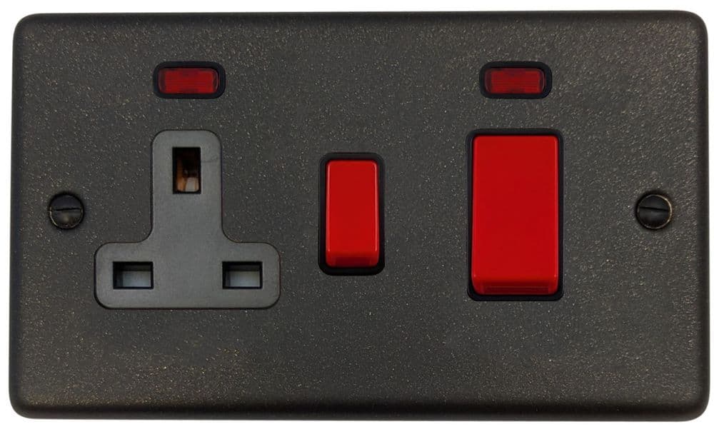 G&H CG29B Standard Plate Graphite 45 Amp DP Cooker Switch & 13A ...