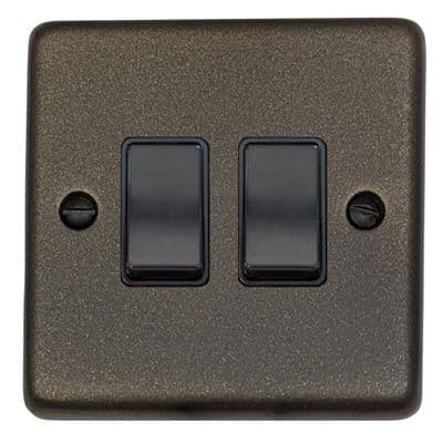 G&H CG2B Standard Plate Graphite 2 Gang 1 or 2 Way Rocker Light Switch