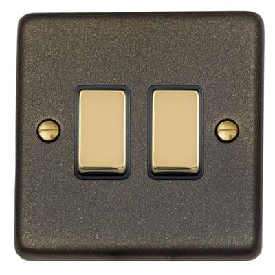 G&H CG302-PB Standard Plate Graphite 2 Gang 1 or 2 Way Rocker Light Switch
