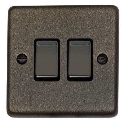 G&H CG302 Standard Plate Graphite 2 Gang 1 or 2 Way Rocker Light Switch