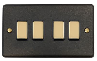 G&H CG304-PB Standard Plate Graphite 4 Gang 1 or 2 Way Rocker Light Switch