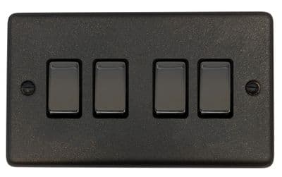 G&H CG304 Standard Plate Graphite 4 Gang 1 or 2 Way Rocker Light Switch