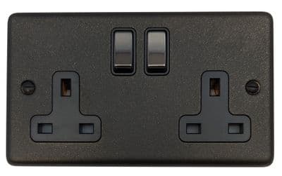 G&H CG310 Standard Plate Graphite 2 Gang Double 13A Switched Plug Socket