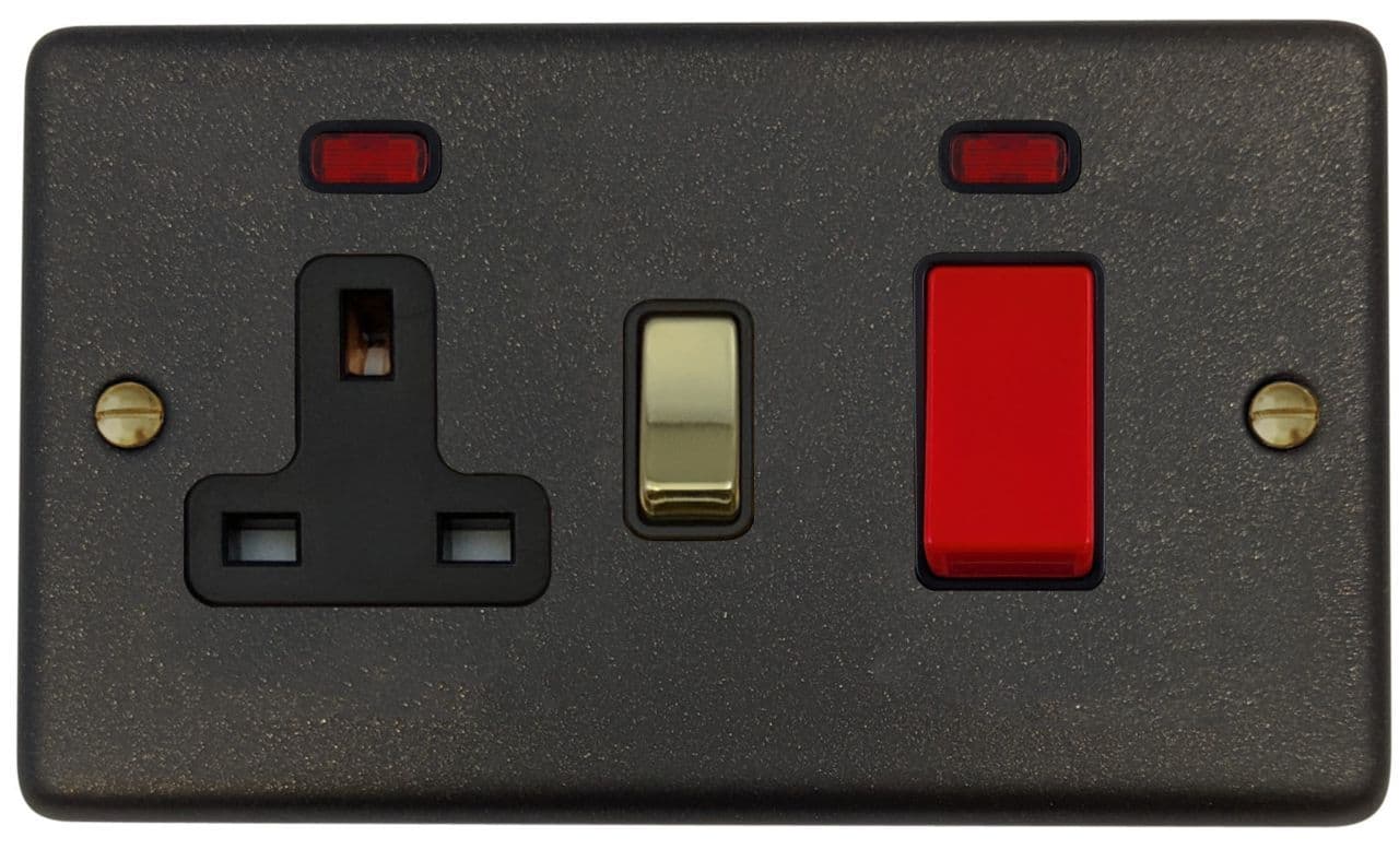 G&H CG329-PB Standard Plate Graphite 45 Amp DP Cooker Switch & 13A ...