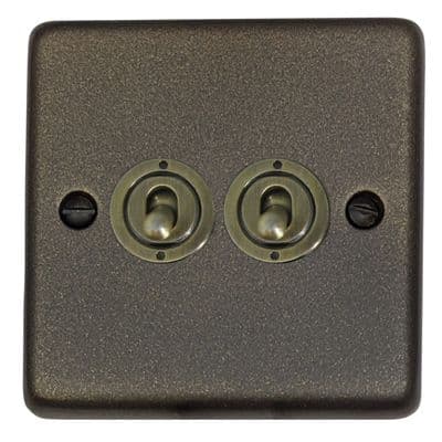 G&H CG382-AB Standard Plate Graphite 2 Gang 1 or 2 Way Toggle Light Switch