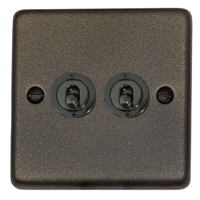 G&H CG382-BN Standard Plate Graphite 2 Gang 2 Way Toggle Light Switch