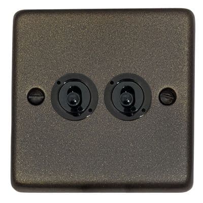 G&H CG382-FBK Standard Plate Graphite 2 Gang 1 or 2 Way Toggle Light Switch