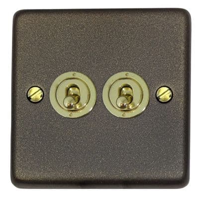 G&H CG382-PB Standard Plate Graphite 2 Gang 1 or 2 Way Toggle Light Switch