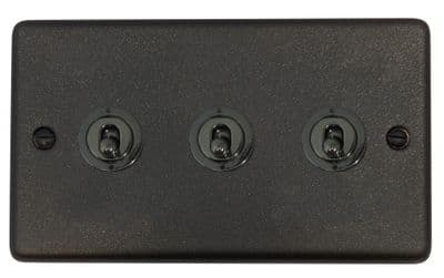 G&H CG383-BN Standard Plate Graphite 3 Gang 2 Way Toggle Light Switch