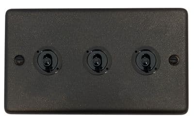 G&H CG383-FBK Standard Plate Graphite 3 Gang 1 or 2 Way Toggle Light Switch