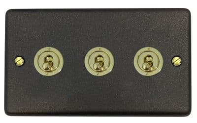 G&H CG383-PB Standard Plate Graphite 3 Gang 1 or 2 Way Toggle Light Switch