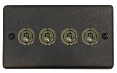 G&H CG384-AB Standard Plate Graphite 4 Gang 1 or 2 Way Toggle Light Switch