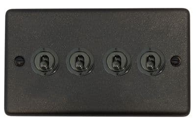 G&H CG384-BN Standard Plate Graphite 4 Gang 2 Way Toggle Light Switch