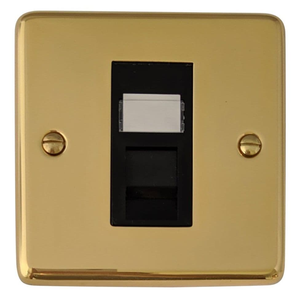 G&H CHX61B Standard Plate Brass Hand Waxed 1 Gang RJ45 Cat5e Data Socket