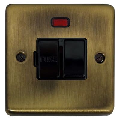 G&H CLAB27B Standard Plate Light Antique Brass 1 Gang Fused Spur 13A Switched & Neon