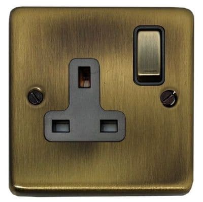 G&H CLAB309 Standard Plate Light Antique Brass 1 Gang Single 13A Switched Plug Socket