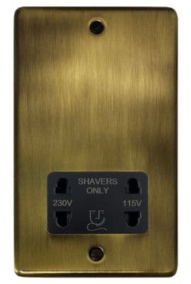 G&H CLAB30B Standard Plate Light Antique Brass Dual Voltage Shaver Socket 115-230V