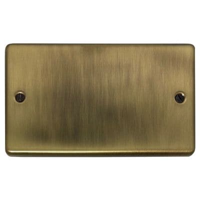 G&H CLAB32 Standard Plate Light Antique Brass 2 Gang Double Blank Plate