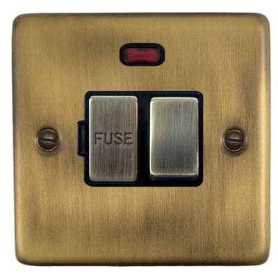 G&H CLAB327 Standard Plate Light Antique Brass 1 Gang Fused Spur 13A Switched & Neon